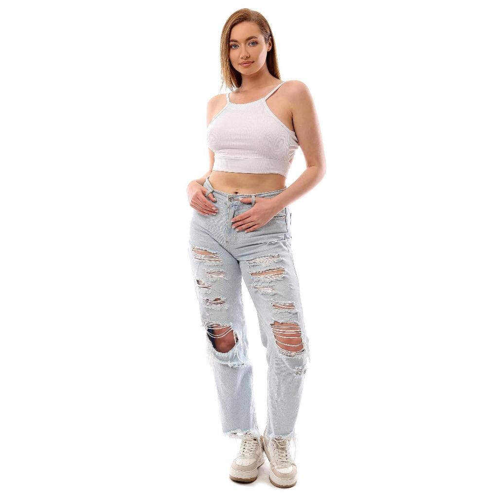 Fitilli Arkadan Bağlamalı Kemerli Crop Top Büstiyer Beyaz 40300 - 2