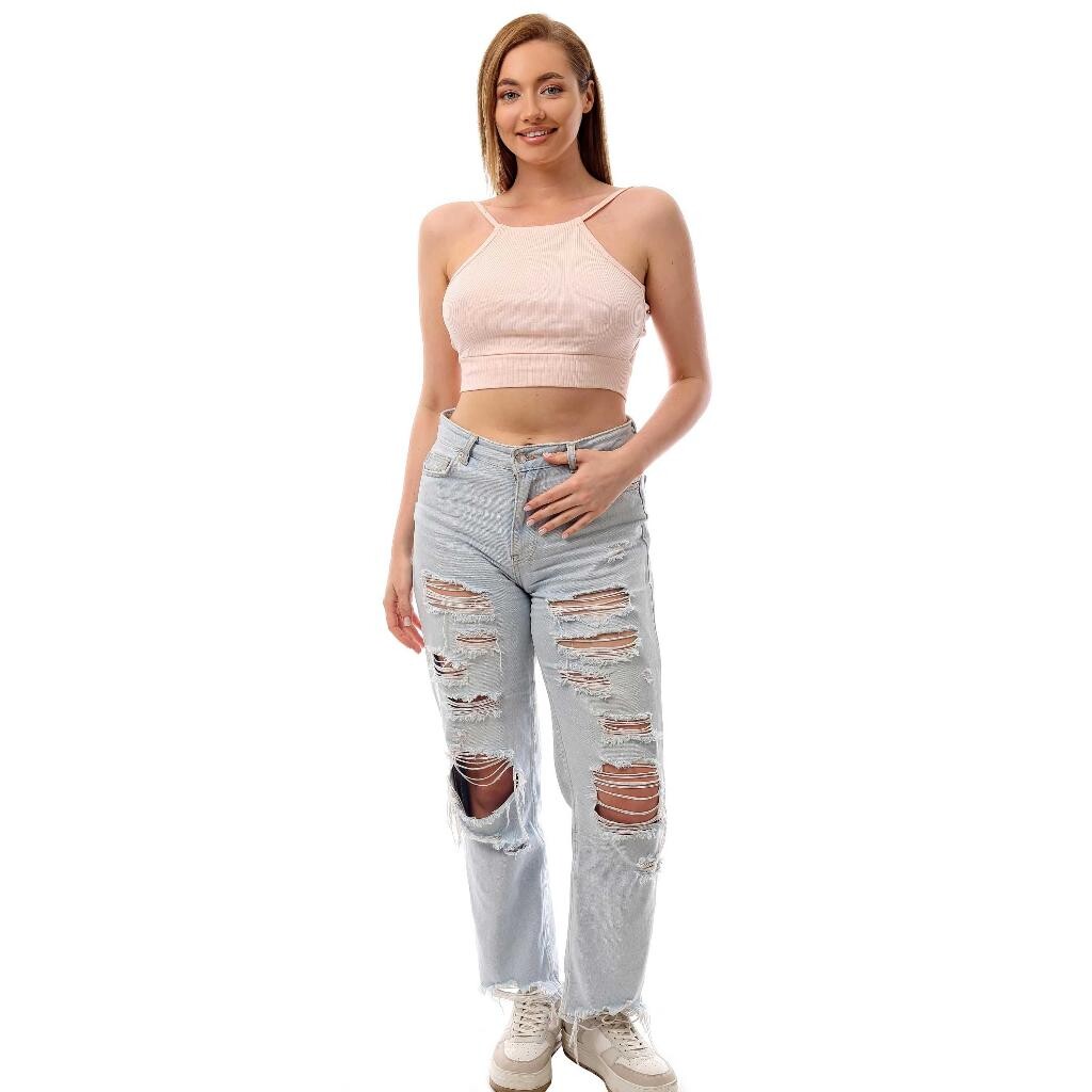 Fitilli Arkadan Bağlamalı Kemerli Crop Top Büstiyer Somon 40300 - 2