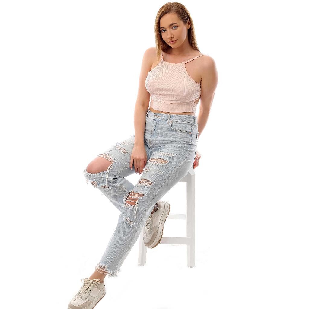 Fitilli Arkadan Bağlamalı Kemerli Crop Top Büstiyer Somon 40300 - 4