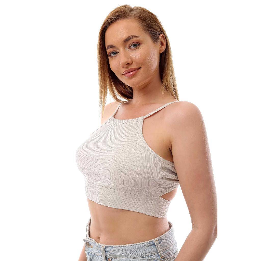 Fitilli Arkadan Bağlamalı Kemerli Crop Top Büstiyer Taş 40300 - 4