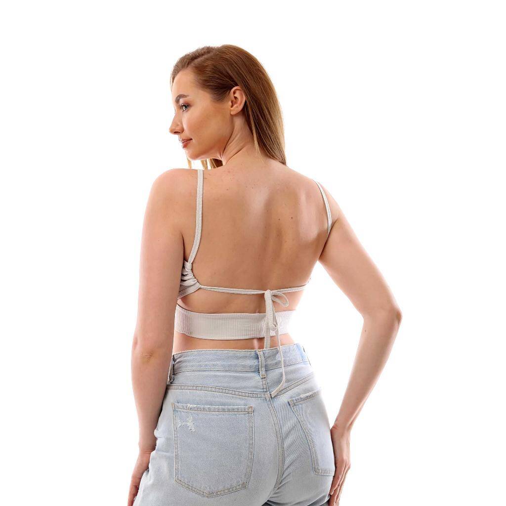 Fitilli Arkadan Bağlamalı Kemerli Crop Top Büstiyer Taş 40300 - 5