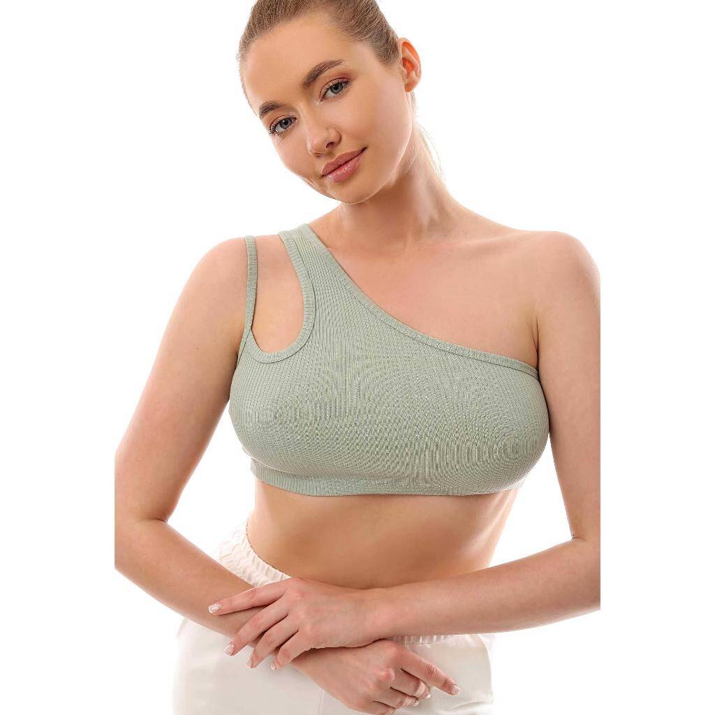 Fitilli Çapraz Askılı Crop Top Büstiyer Mint 35200 - 4