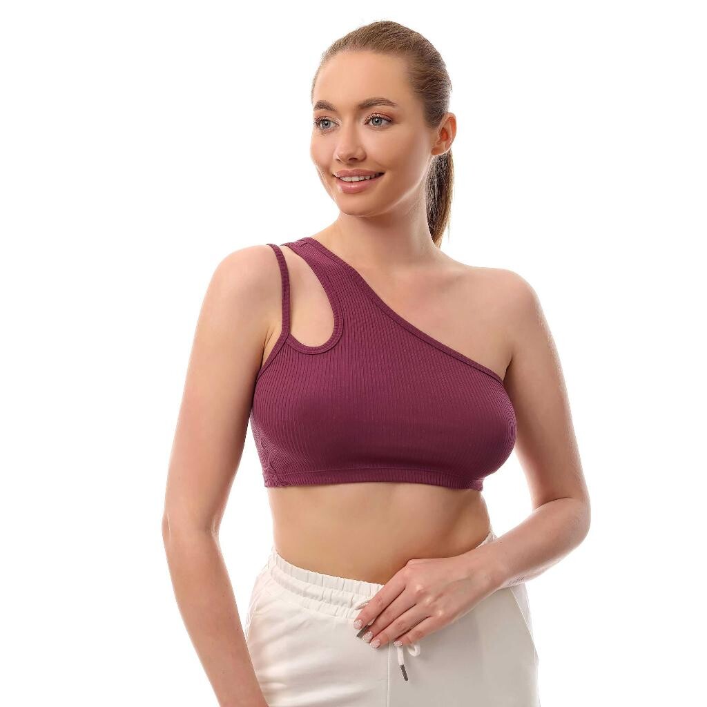 Fitilli Çapraz Askılı Crop Top Büstiyer Mor 35200 