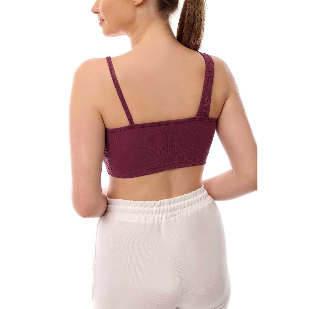 Fitilli Çapraz Askılı Crop Top Büstiyer Mor 35200 - 5