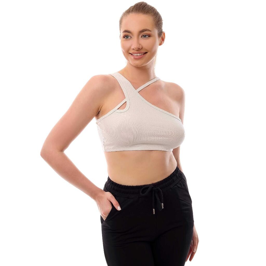 Fitilli Çapraz Askılı Crop Top Büstiyer Taş 35200 - 3