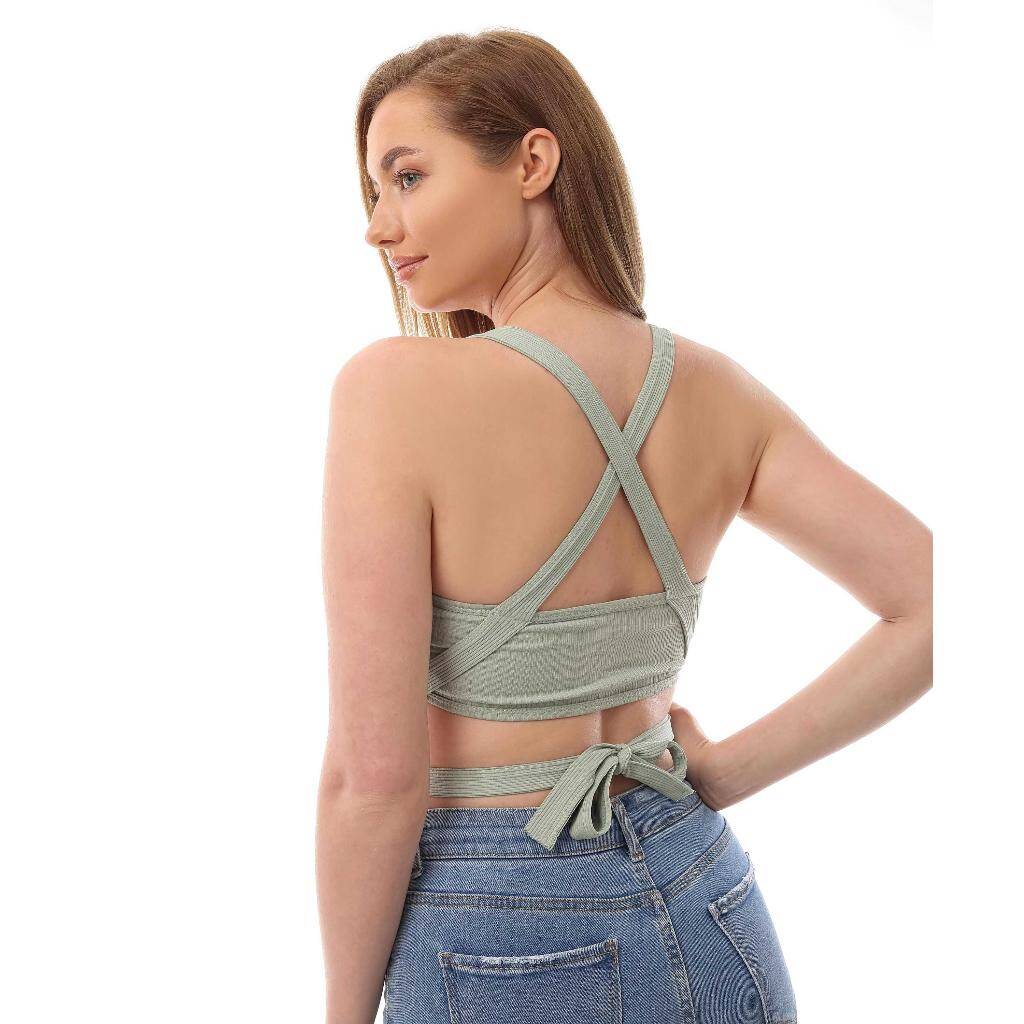 Fitilli Çapraz Bağlamalı Crop Top Büstiyer Mint 35400 - 5