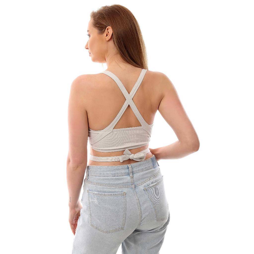 Fitilli Çapraz Bağlamalı Crop Top Büstiyer Taş 35400 - 5