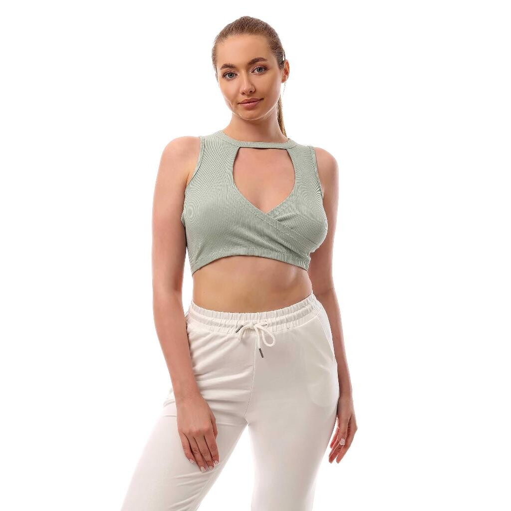 Fitilli Göğüs Pencere Detaylı Crop Top Büstiyer Mint 37400 