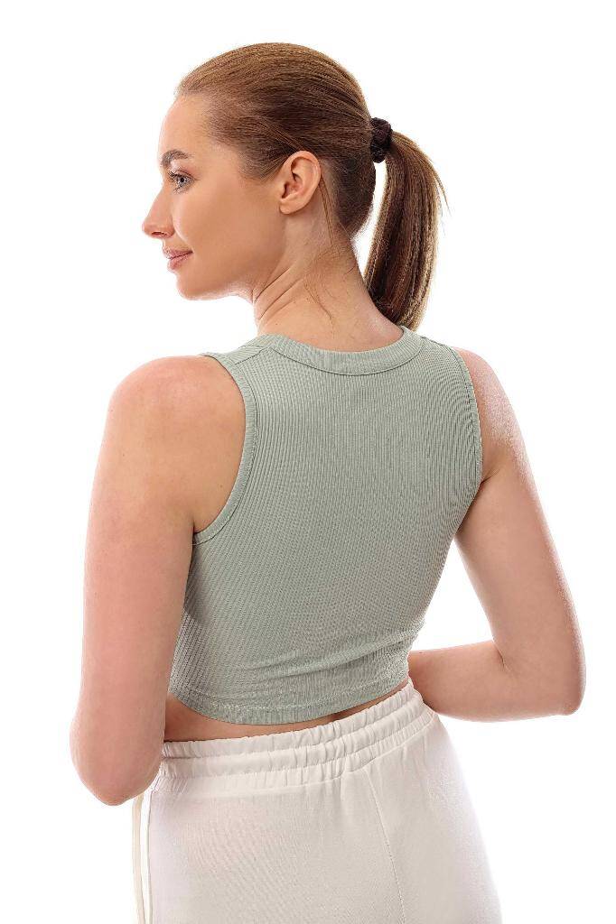 Fitilli Göğüs Pencere Detaylı Crop Top Büstiyer Mint 37400 - 2