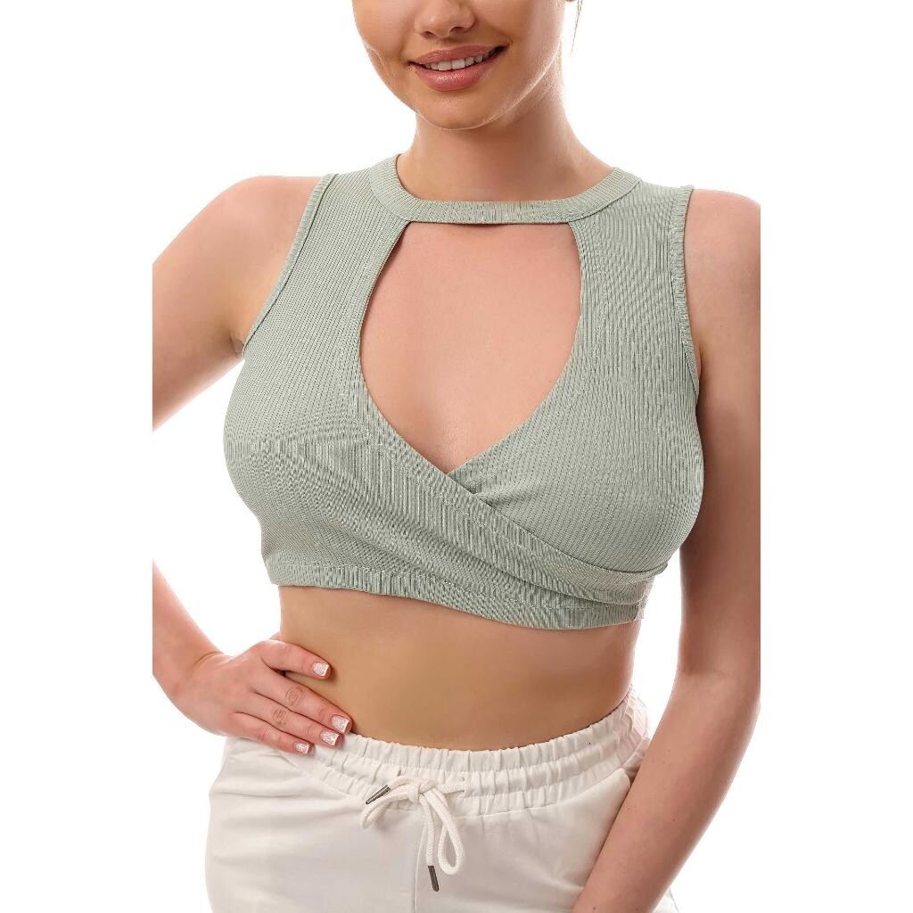 Fitilli Göğüs Pencere Detaylı Crop Top Büstiyer Mint 37400 - 3