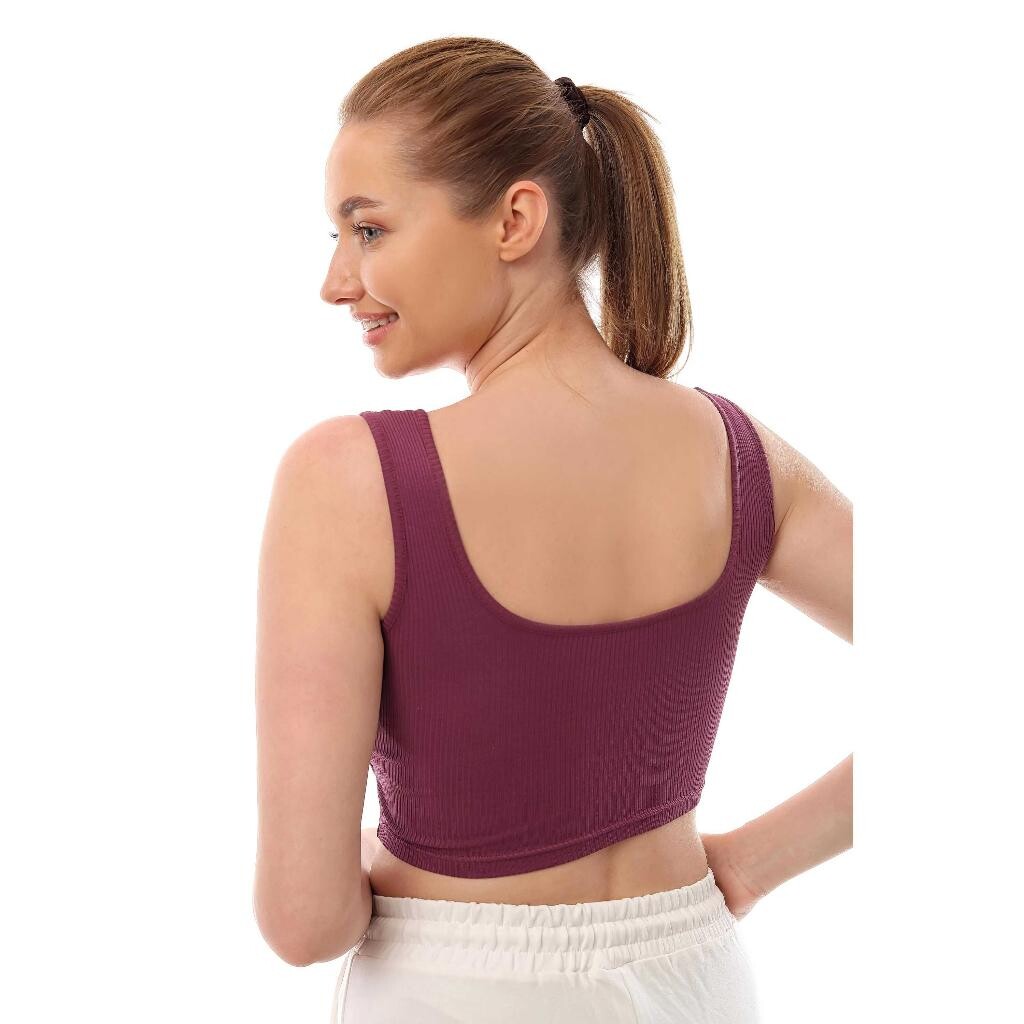 Fitilli Pencere Detaylı Crop Top Büstiyer Mor 38600 - 5