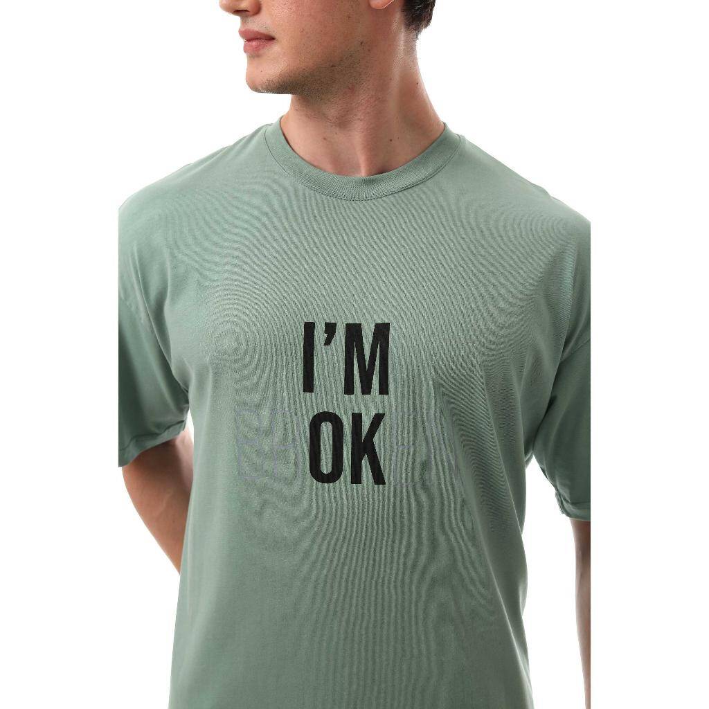 I'm Ok Relaxed Oversize Basic Erkek T-shirt Mint 6000 - 3