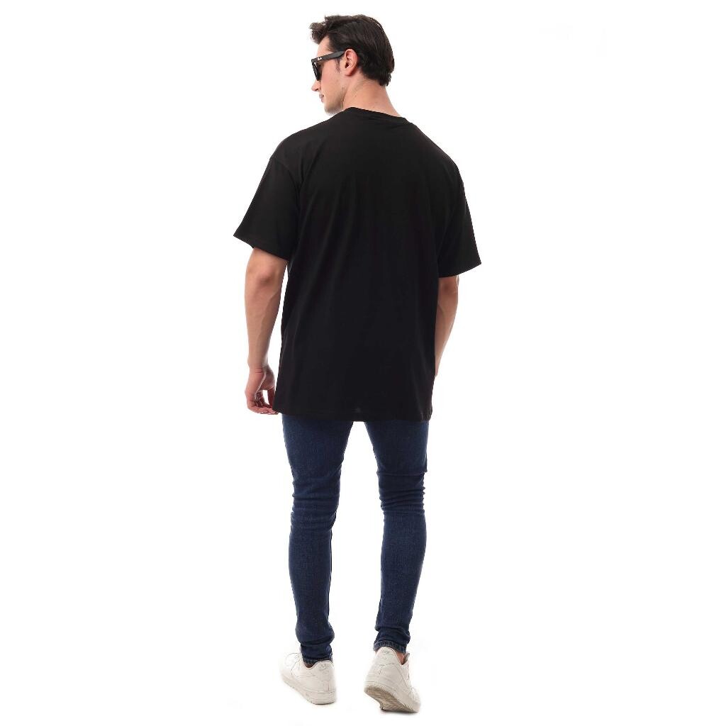 I'm Ok Relaxed Oversize Basic Erkek T-shirt Siyah 6000 - 4