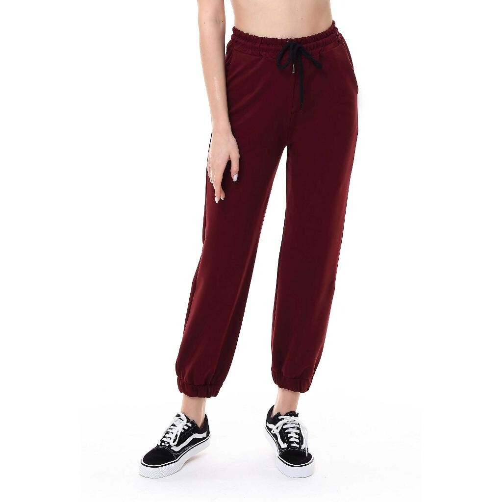 Kadın Bol Kesim Jogger Tek Alt Eşofman Bordo 3004 