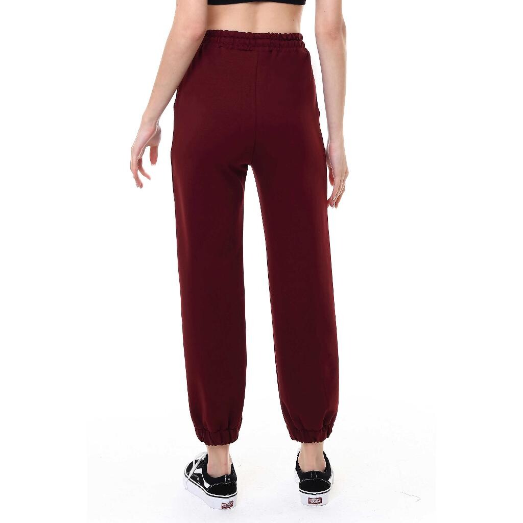 Kadın Bol Kesim Jogger Tek Alt Eşofman Bordo 3004 - 4