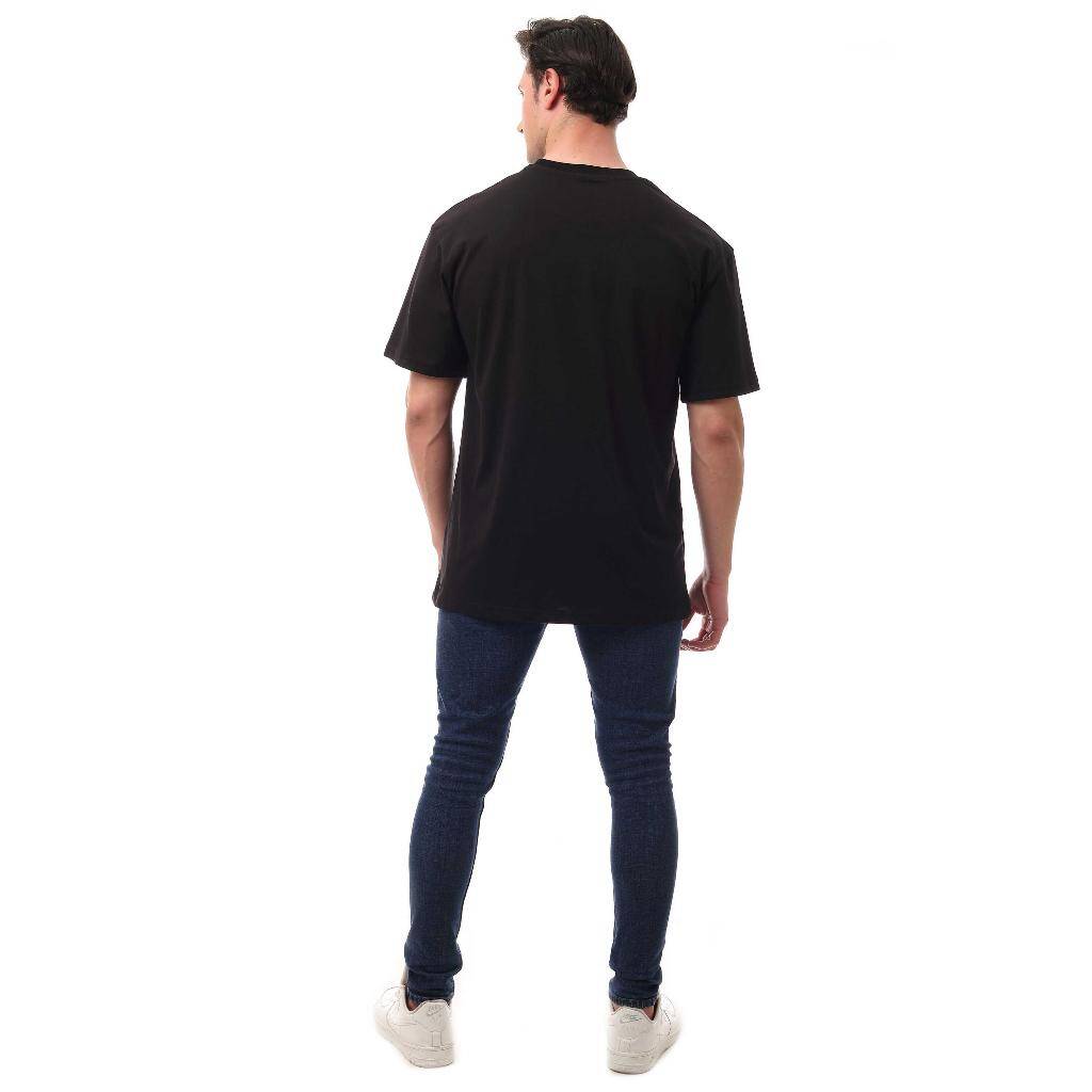 Sincap Nakışlı Relaxed Oversize Basic Erkek T-shirt Siyah 6001 - 4